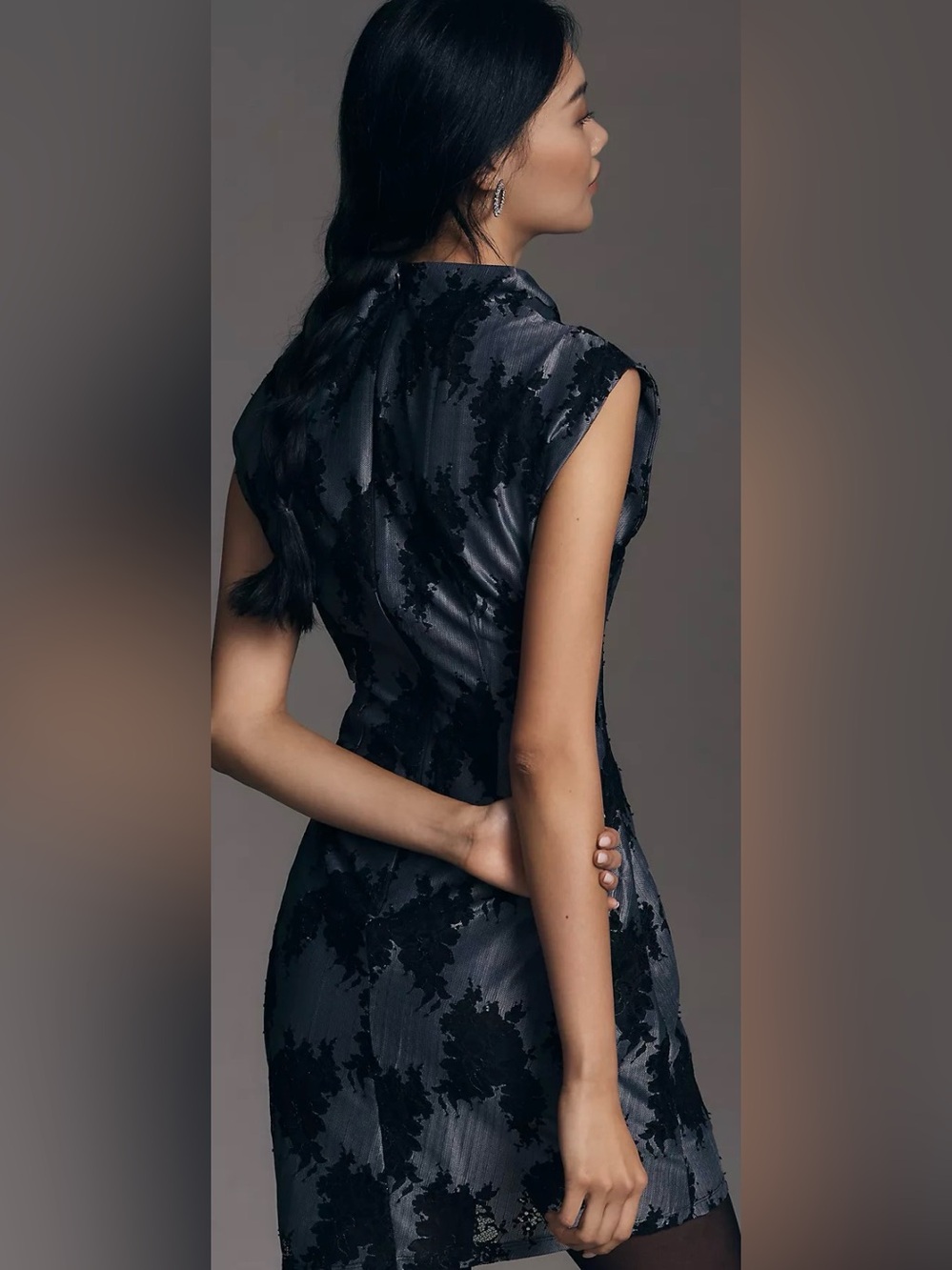 Anthropologie The Maya Ruched Cowl-Neck Dress: Lace Mini Edition Size 8 - Picture 2 of 9